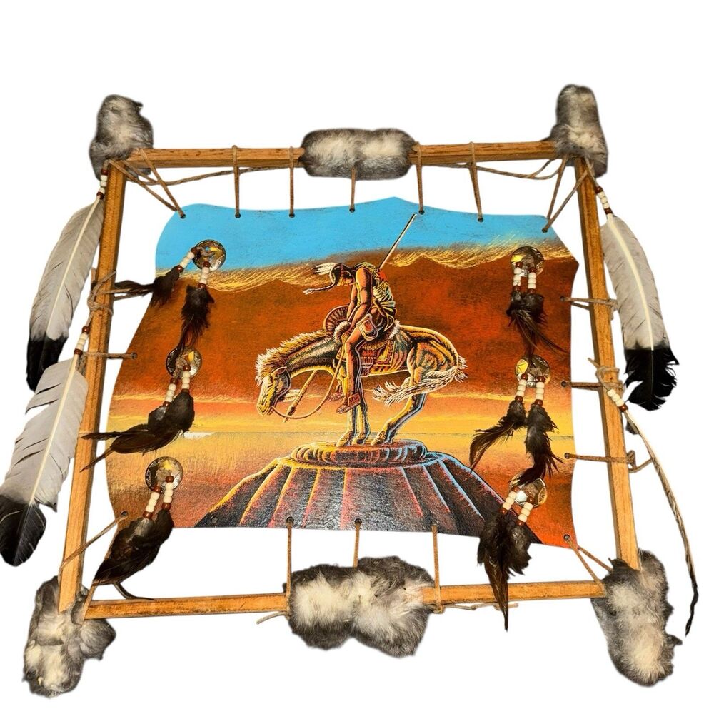 Vintage Native American artwork print 25x26‎ Chicos Arts Handmade Man-del-la